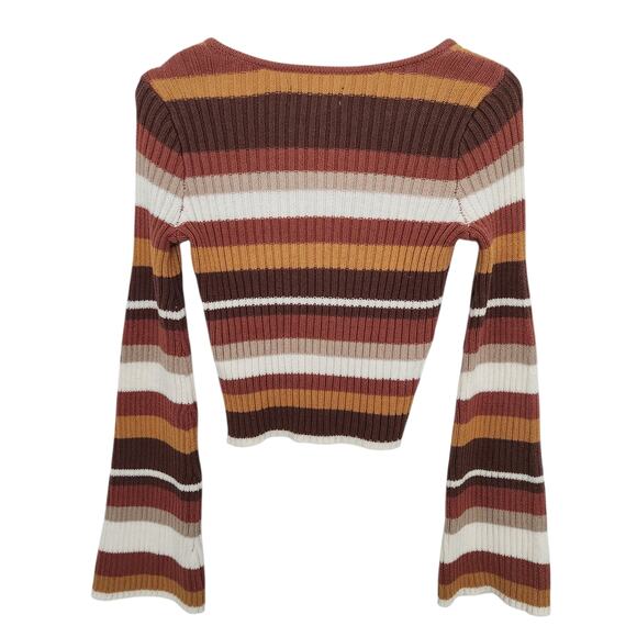 Hollister Bell Sleeve Striped Knit Sweater Top XS Y2K Retro - Picture 2 of 8